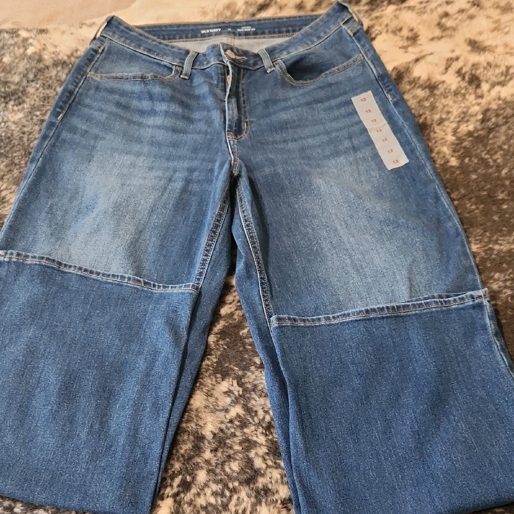Old Navy Blue Flare Wide Leg Jeans with Stretch